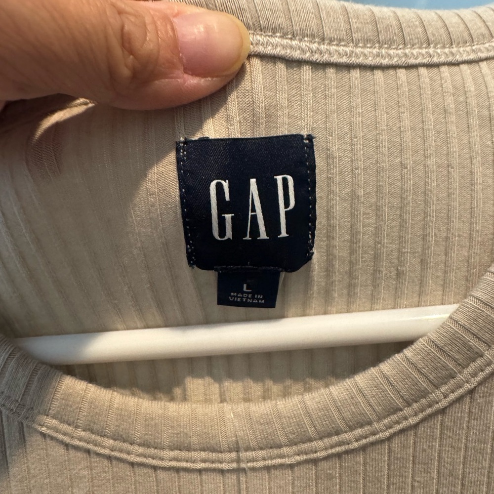 GAP Light Tan Ribbed Knit Shirt dress